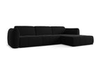 Sofa - Black Polyester Fabric, W 66.9 x D 114.2 x H 29.1 in