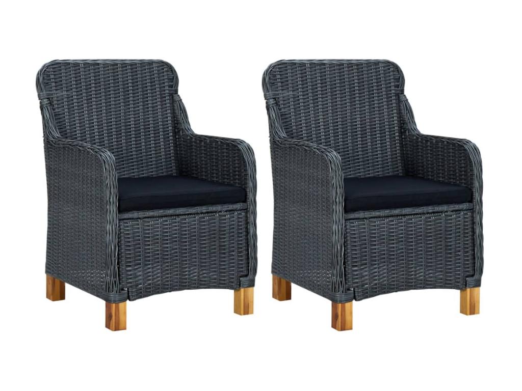 Set of 2 Chairs - Black Resin, W 15 x D 15 x H 29.9 in