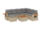 8-Piece Outdoor Patio Set with Cushions - Black Resin, W 21.7 x D 24.4 x H 27.2 in