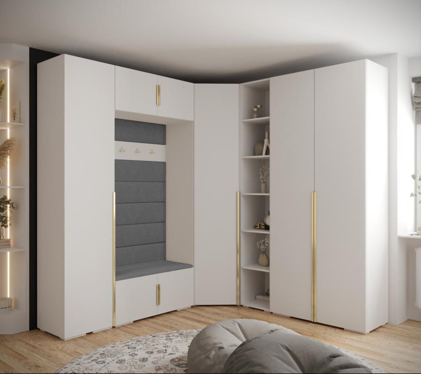 Home Item - Gray Engineered Wood, W 91.3 x D 18.5 x H 93.2 in