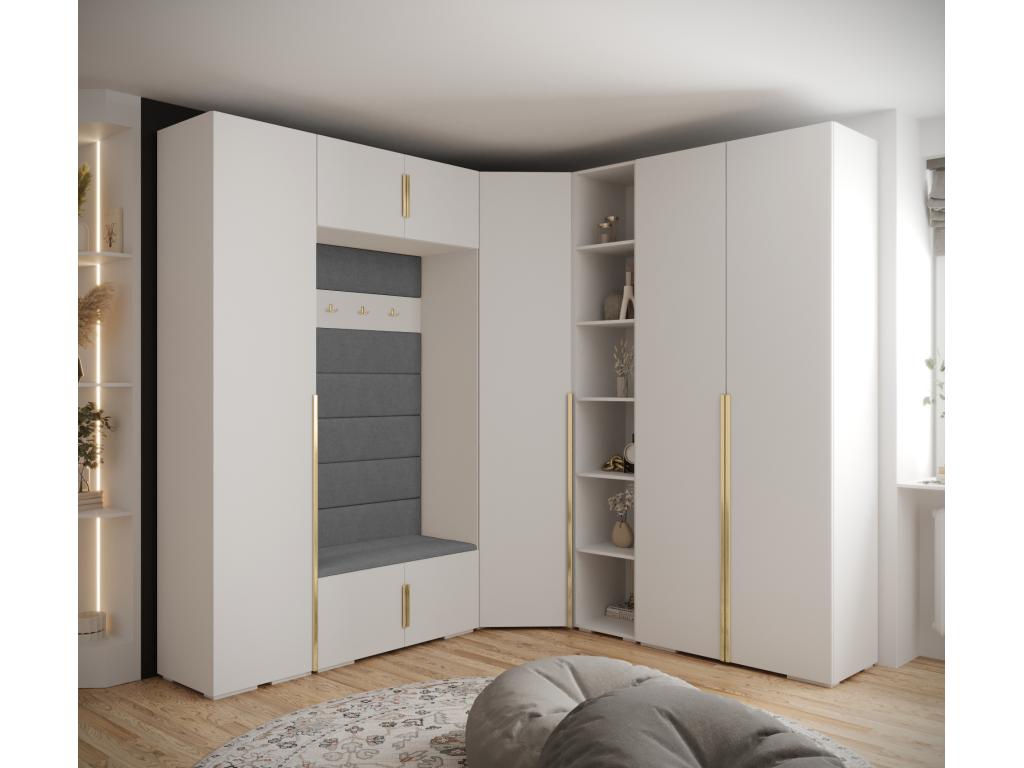 Home Item - Gray Engineered Wood, W 91.3 x D 18.5 x H 93.2 in