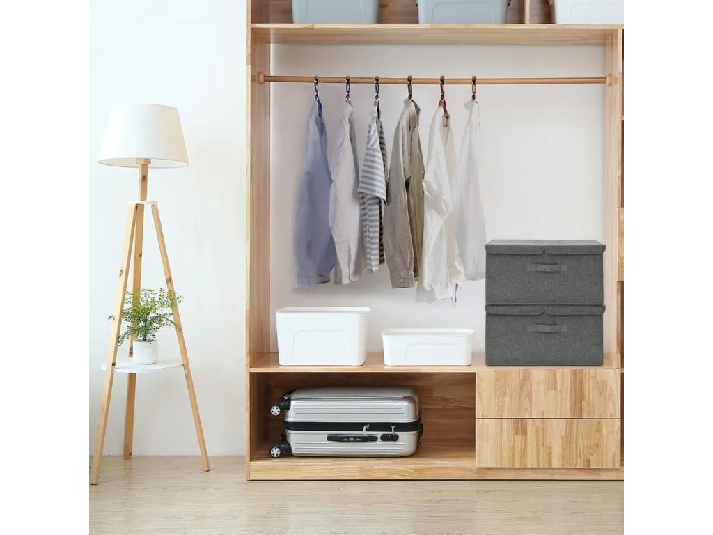 Set of 2 Home Items - Gray Polyester Fabric, W 19.7 x D 11.8 x H 9.8 in