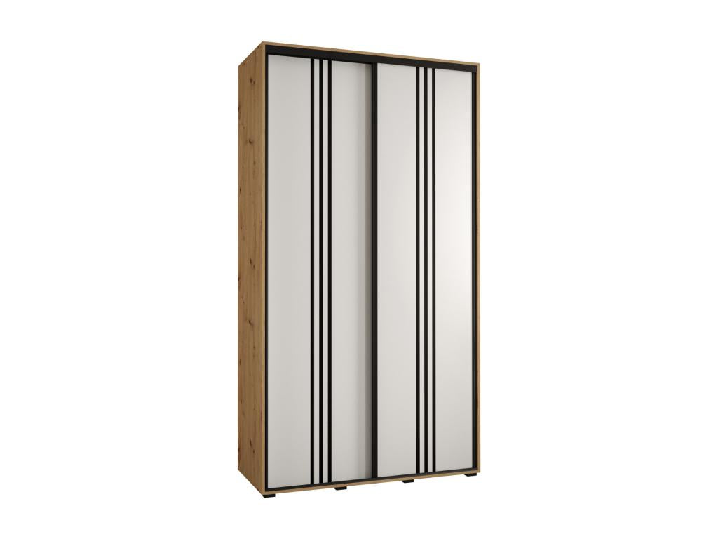 Sliding Door Wardrobe - Natural Engineered Wood, W 55.1 x D 23.6 x H 92.5 in