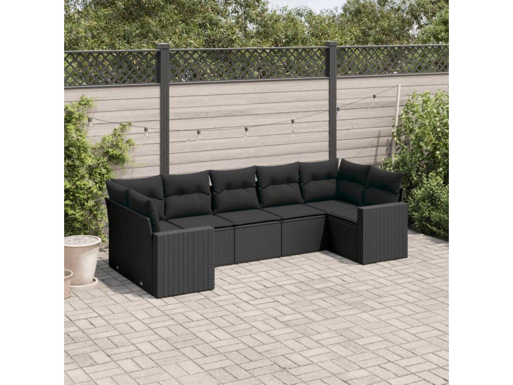 7-Piece Outdoor Patio Set with Cushions - Gray Resin, W 24.4 x D 24.4 x H 27.2 in