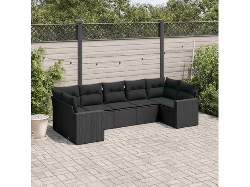 7-Piece Outdoor Patio Set with Cushions - Gray Resin, W 24.4 x D 24.4 x H 27.2 in