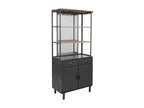 Display Cabinet - Gray Metal, W 31.5 x D 16.5 x H 71.9 in
