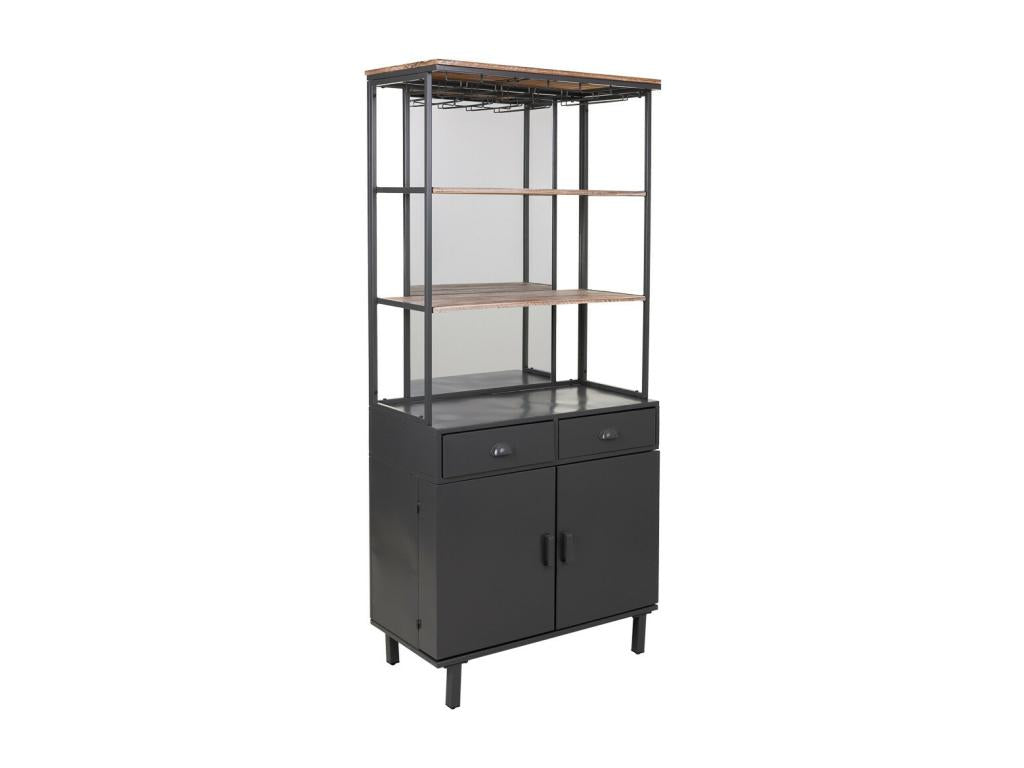 Display Cabinet - Gray Metal, W 31.5 x D 16.5 x H 71.9 in