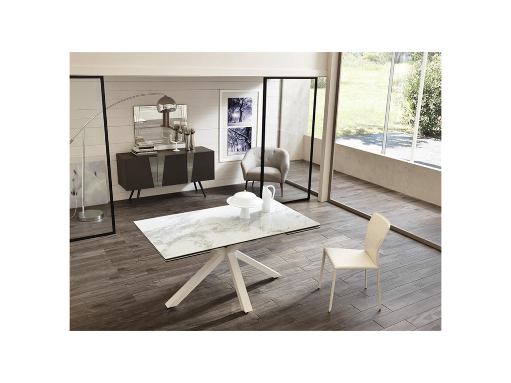 Table - White Glass, W 35.4 x D 94.5 x H 29.9 in