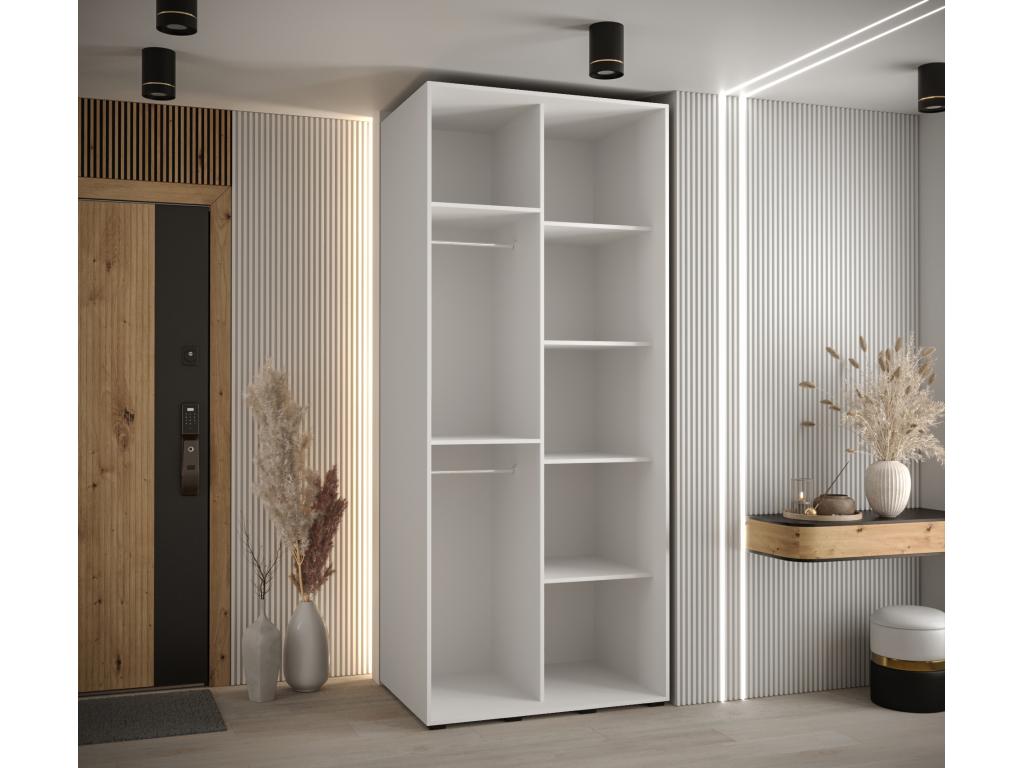 Sliding Door Wardrobe - Black Engineered Wood, W 43.3 x D 23.6 x H 92.5 in