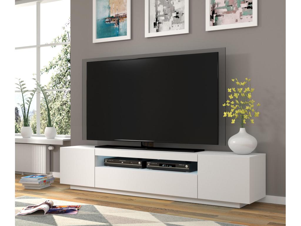 TV Stand - White Composite, W 78.7 x D 14.6 x H 16.5 in