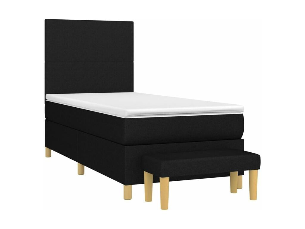 Bed Frame with Mattress - Black Polyester Fabric, W 76 x D 35.4 x H 46.5 in