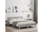 Bed Frame with Headboard - Gray Wood, W 76 x D 57.1 x H 27.6 in
