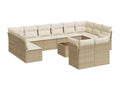 Set of 13 Outdoor Patio Sets with Cushions - Beige Resin, W 21.7 x D 21.7 x H 14.6 in