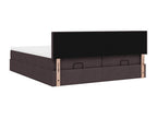 Bed Frame with Mattress - Brown Polyester Fabric, W 79.9 x D 70.9 x H 34.6 in