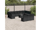Set of 14 Outdoor Patio Sets with Cushions - Black Resin, W 21.7 x D 21.7 x H 14.6 in