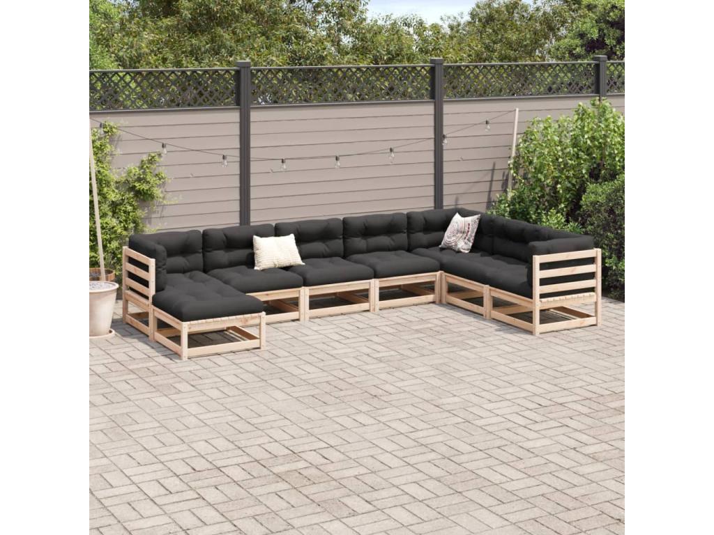 8-Piece Outdoor Patio Set - Beige Resin, W 24.4 x D 24.4 x H 27.2 in