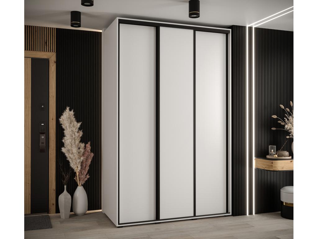 Sliding Door Wardrobe - Black Engineered Wood, W 63 x D 17.7 x H 92.5 in