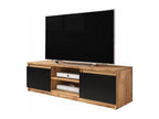 TV Stand with LED - Natural Engineered Wood, W 47.2 x D 15 x H 14 in