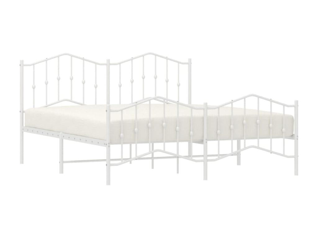 Bed Frame with Mattress - White Steel, W 81.5 x D 65.4 x H 38.6 in