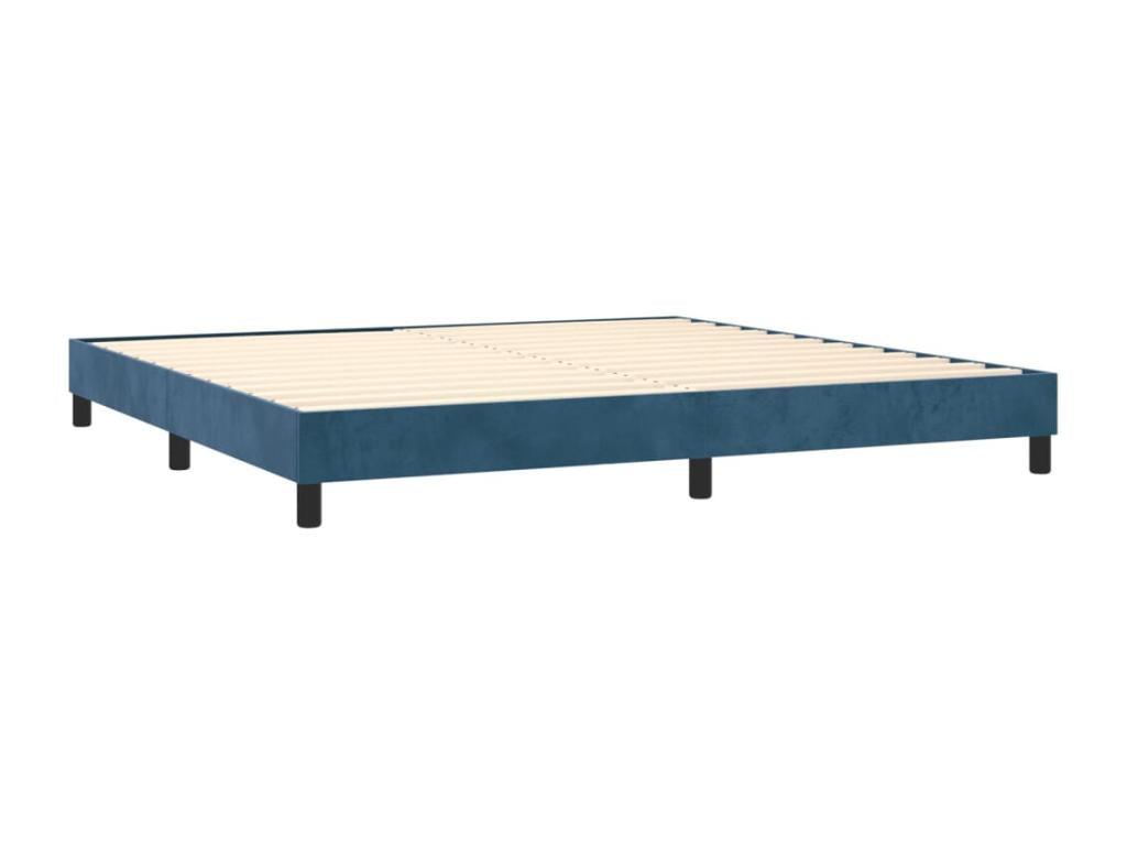 Bed Frame with Mattress - Blue Velvet, W 79.9 x D 78.7 x H 34.6 in