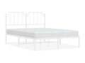 Bed Frame with Headboard - White Steel, W 81.5 x D 61.4 x H 40.2 in