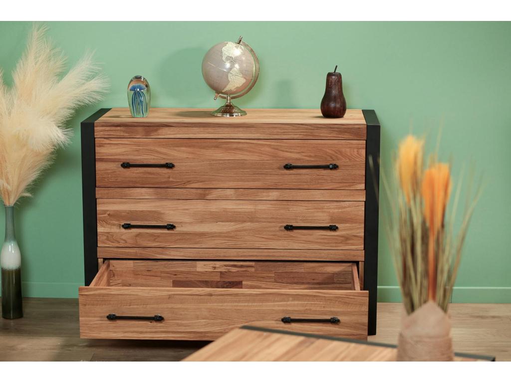 Dresser - Beige Oak Wood, W 43.3 x D 17.7 x H 31.5 in