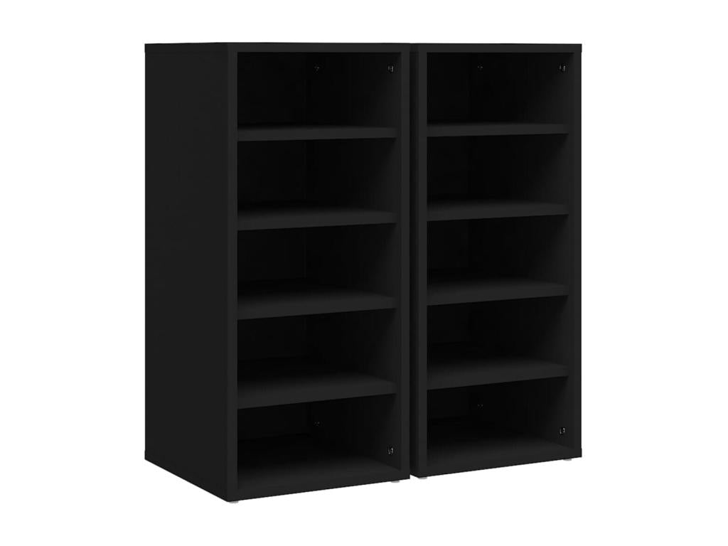 Set of 2 Wardrobes - Black Wood, W 12.4 x D 13.8 x H 27.6 in