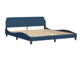 Bed Frame with Mattress - Blue Wood, W 85.8 x D 72.8 x H 29.3 in