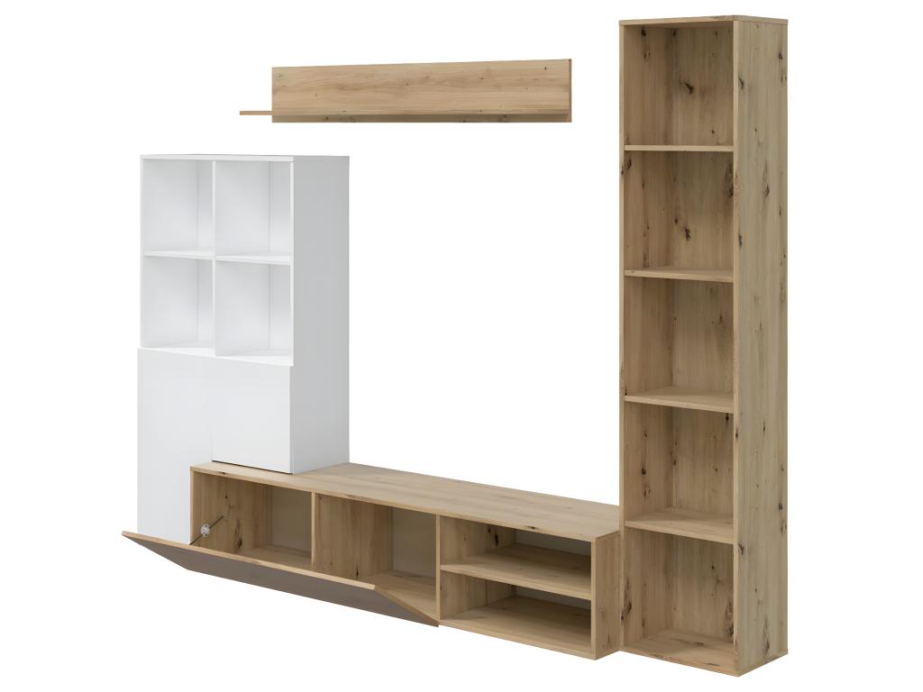 Home Item - Natural Oak Wood, W 64.6 x D 16.1 x H 13.8 in