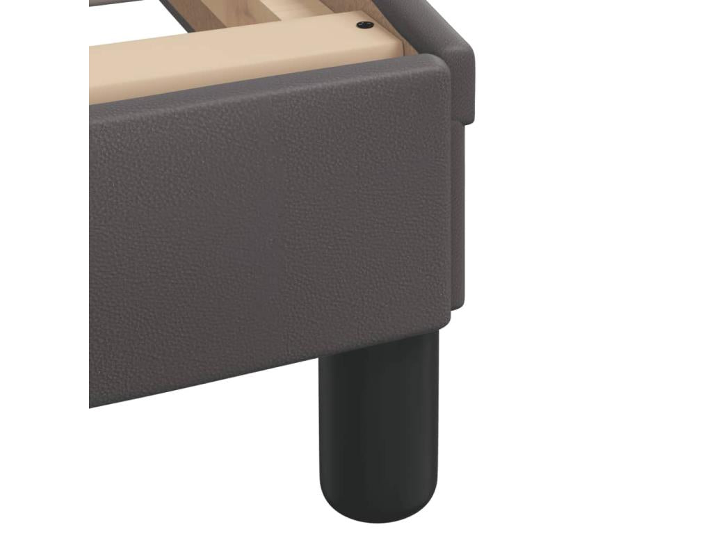 Bed Frame with Mattress - Gray Faux Leather, W 81.9 x D 37.4 x H 29.3 in