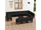 Set of 14 Outdoor Patio Sets with Cushions - Brown Resin, W 27.2 x D 27.2 x H 27.2 in
