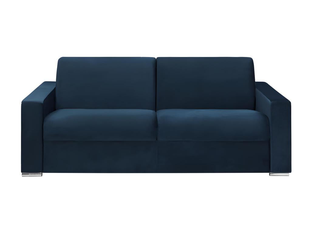 Mattress - Blue Polyester Fabric, Velvet, W 84.3 x D 87.8 x H 38.2 in