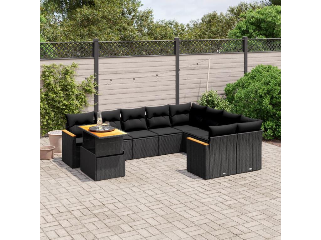 10-Piece Outdoor Patio Set with Cushions - Gray Resin, W 24.4 x D 24.4 x H 27.2 in
