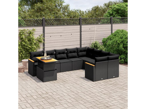 10-Piece Outdoor Patio Set with Cushions - Gray Resin, W 24.4 x D 24.4 x H 27.2 in