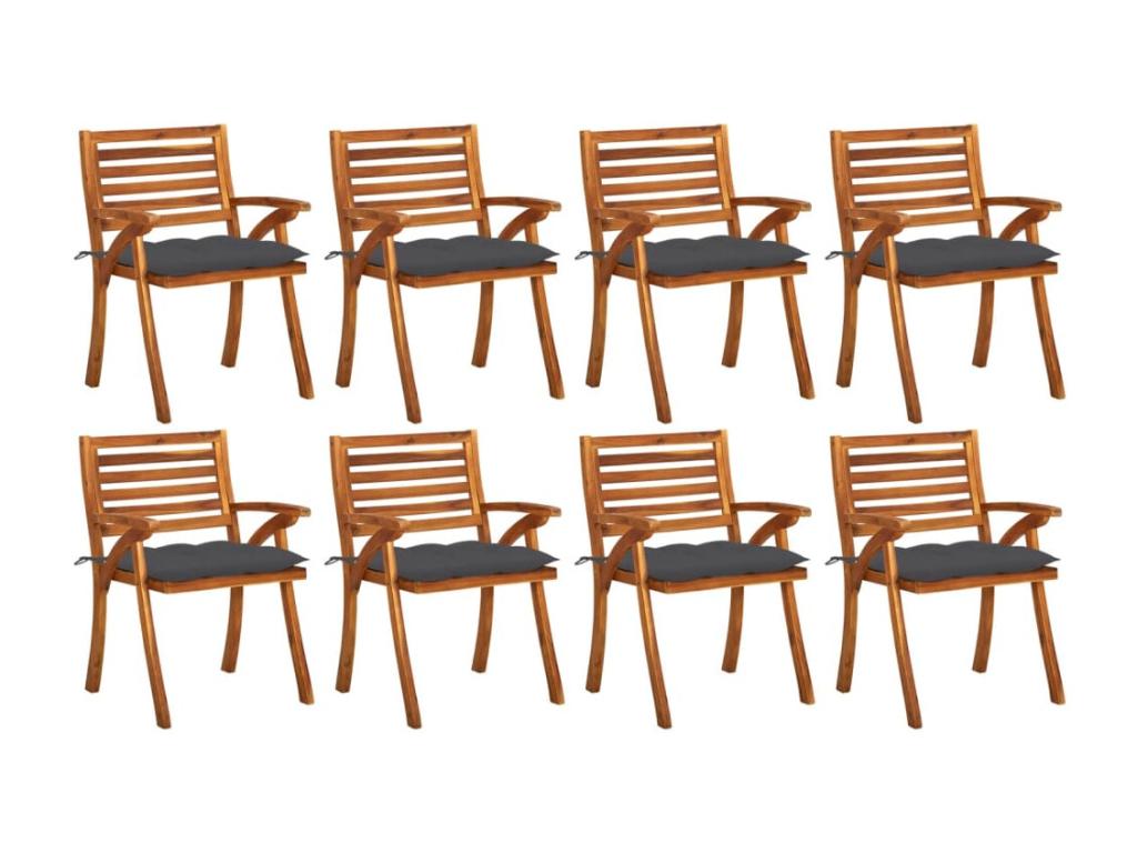 Set of 8 Chairs - Gray Polyester Fabric, W 23.2 x D 23.2 x H 34.3 in