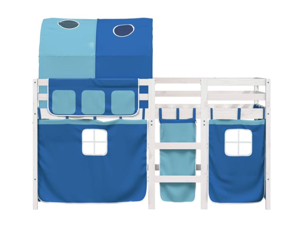 Bed - Blue Polyester Fabric, W 80.9 x D 33.7 x H 44.7 in
