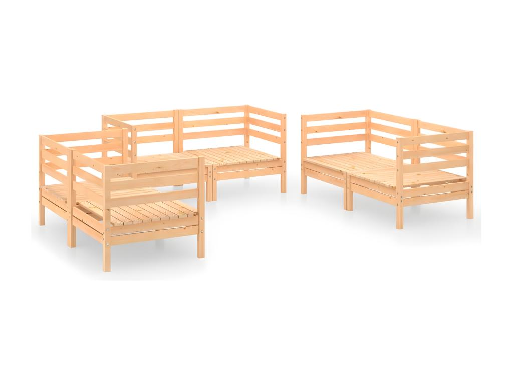 6-Piece Outdoor Patio Set - Gray Wood, W 23.6 x D 15.7 x H 15.7 in