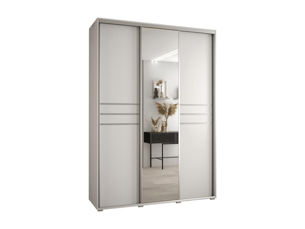 Sliding Door Wardrobe - White Engineered Wood, W 70.9 x D 17.7 x H 92.5 in