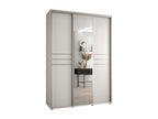 Sliding Door Wardrobe - White Engineered Wood, W 70.9 x D 17.7 x H 92.5 in