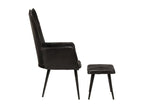 Table - Black Leather, W 21.7 x D 16.9 x H 38.2 in