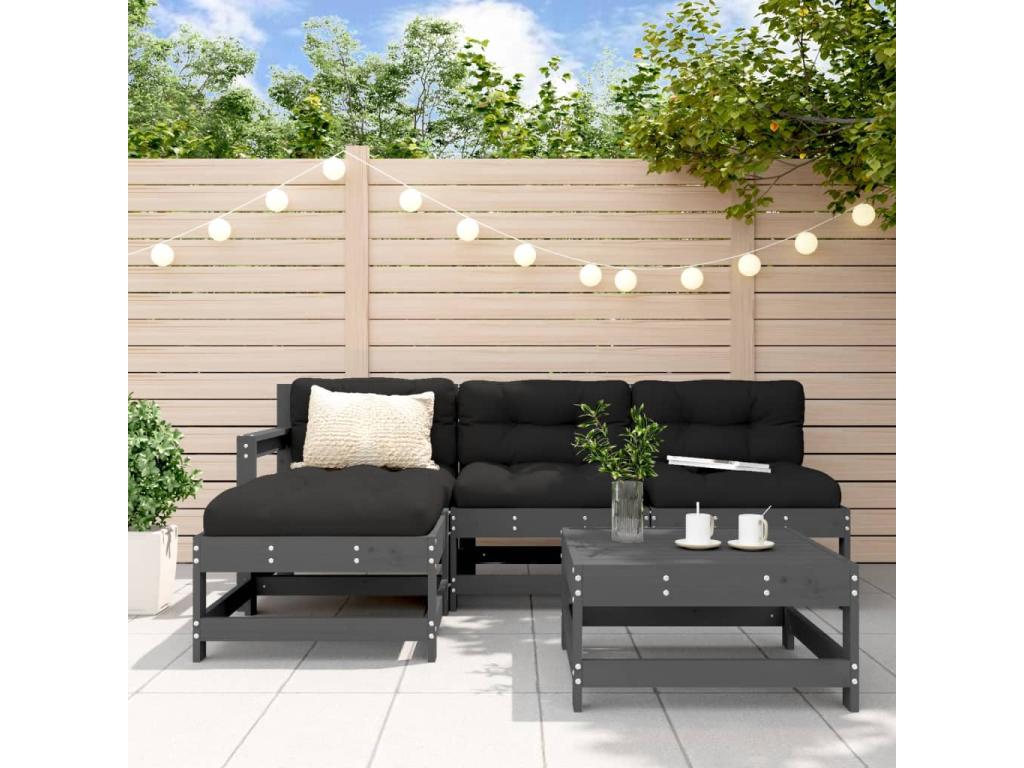 5-Piece Outdoor Patio Set - Black Resin, W 21.7 x D 24.4 x H 27.2 in