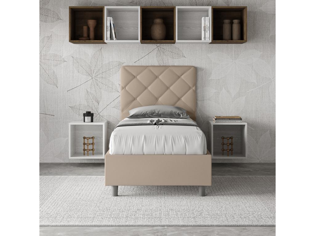 Bed - Taupe Engineered Wood, W 86.6 x D 19.7 x H 46.9 in