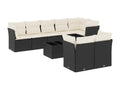 9-Piece Outdoor Patio Set with Cushions - Black Steel, W 21.7 x D 21.7 x H 14.6 in