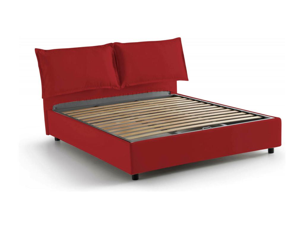 Bed Frame with Mattress - Red Wood, W 84.6 x D 61 x H 37.4 in