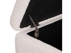 Bench - White Polyester Fabric, W 39.4 x D 15.9 x H 19.1 in