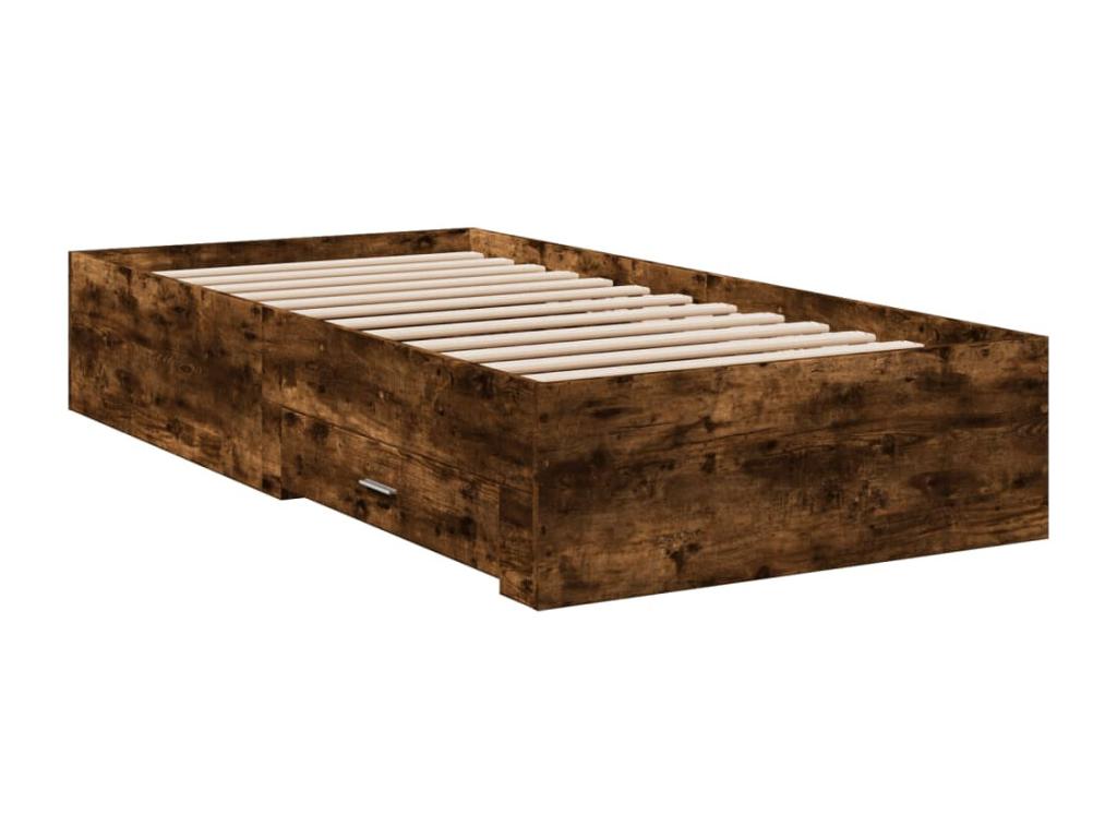 Bed - Brown Engineered Wood, W 76 x D 30.7 x H 12.6 in