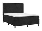 Bed Frame with Mattress with LED - Black Wood, W 76 x D 57.9 x H 50.4 in