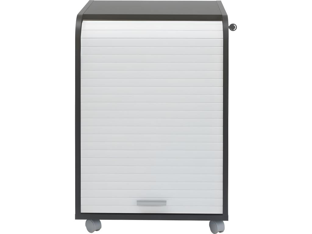 Desk Cabinet - Black Wood, W 18.6 x D 18.5 x H 19.4 in