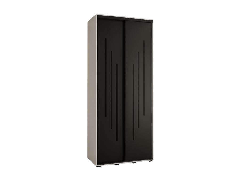 Sliding Door Wardrobe - Black Engineered Wood, W 43.3 x D 23.6 x H 92.5 in