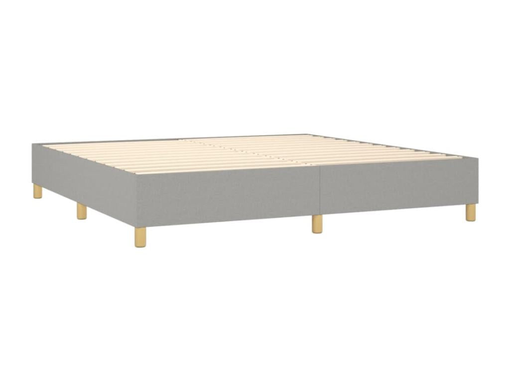 Bed Frame with Mattress - Gray Polyester Fabric, W 78.7 x D 78.7 x H 2 in